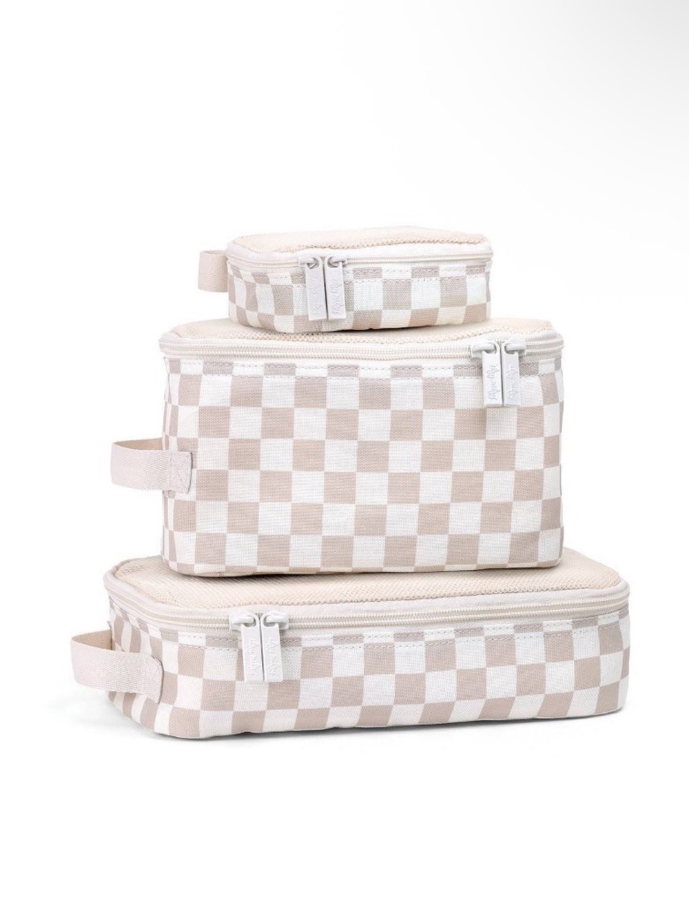 Itzy Ritzy Pack Like a Boss Packing Cubes •Taupe Checkerboard•